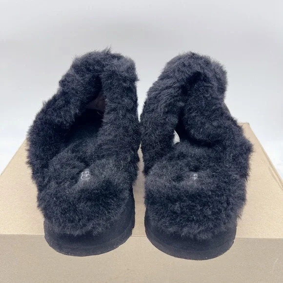 UGG Disquette Slide Slipper Shearling Platform Sandal Black Women's US 12 NEW!!!